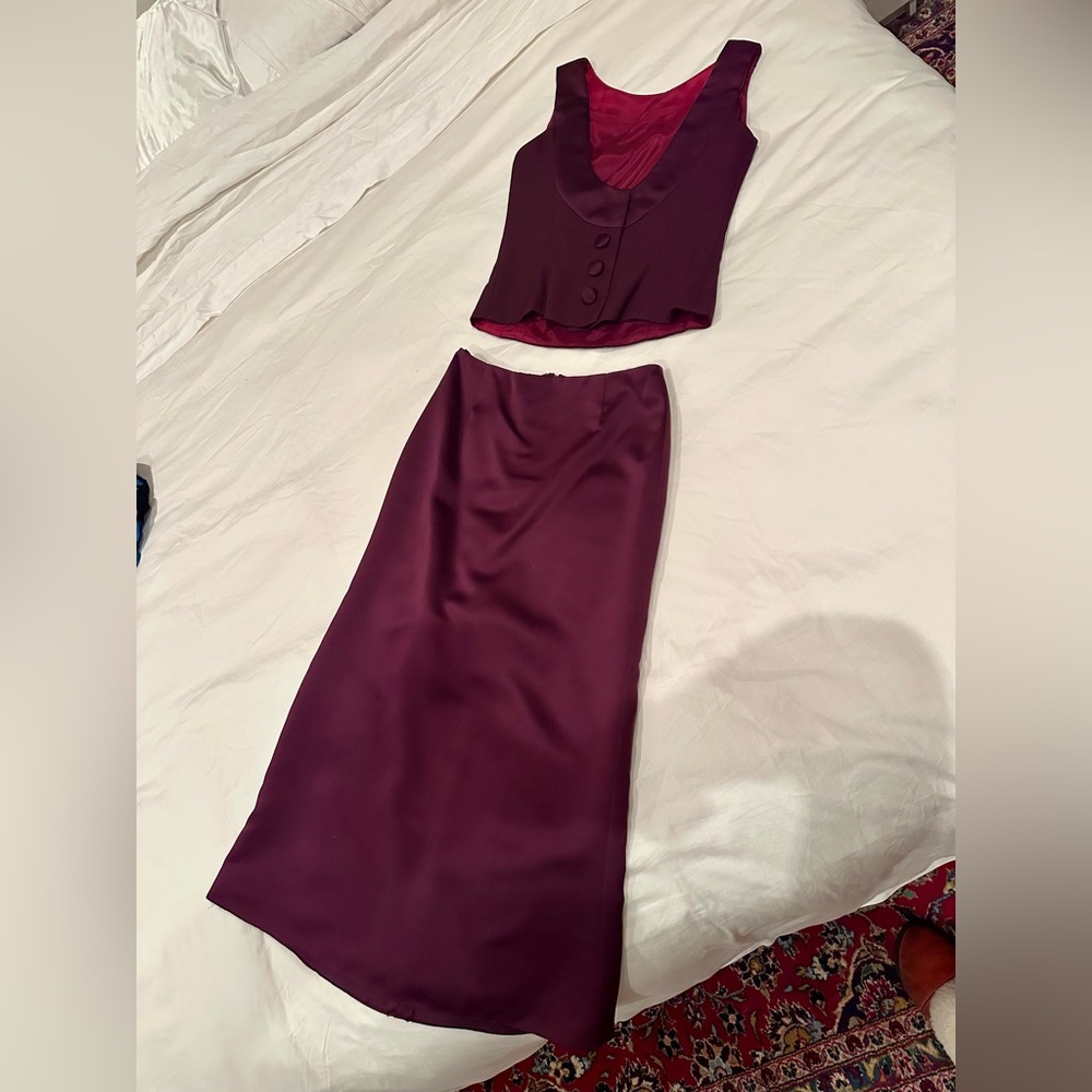 90s Satin skirt set